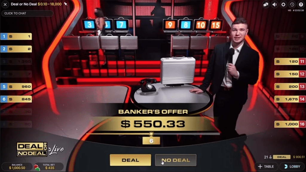 Gameplay in Deal or No Deal Live